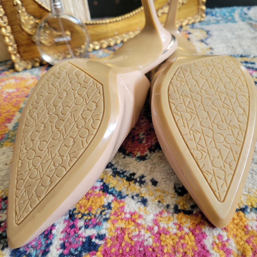 Calvin Klein Nude Patent Gala Slingback Heels - Picture 7 of 14